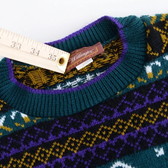 Vintage  90'S Worthington Essentials Eclectic Grandpa Knit Crewneck Sweater M - Picture 9 of 12